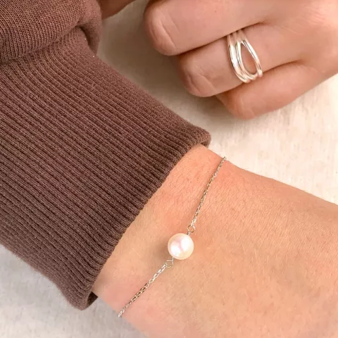 Weißem perle ankerarmband aus silber