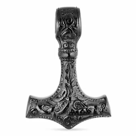 Thors Hammer Anhänger aus Schwarzer Stahl