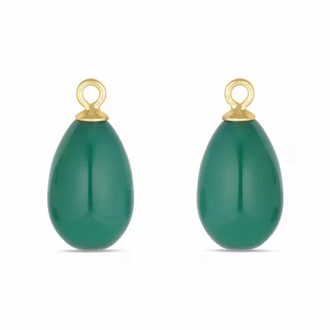grünem Onyx Anhänger für Ohrringe in vergoldetem Silber