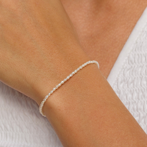2 mm Armband mit Süßwasserperle