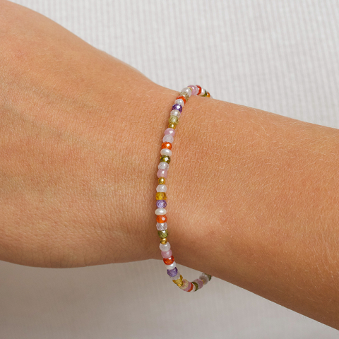 mehrfarbigen Schmuckstein Armband mit Süßwasserperle