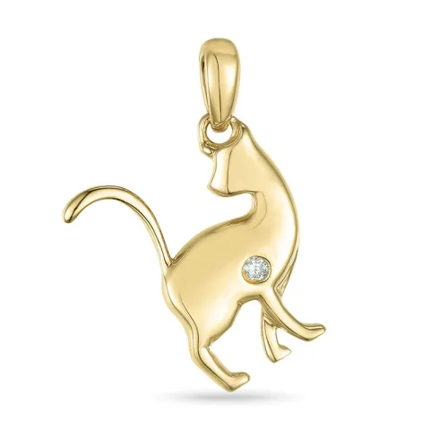 Katze Diamant Anhänger in 9 karat Gold 0,01 ct