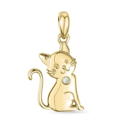 Katze Diamant Anhänger in 9 karat Gold 0,01 ct