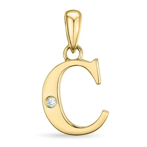 buchstab c Diamant Anhänger in 9 karat Gold 0,01 ct