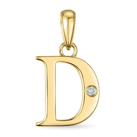 buchstab d Diamant Anhänger in 9 karat Gold 0,01 ct