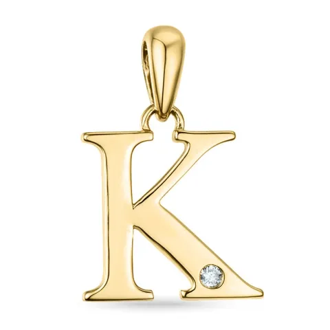 buchstab k Diamant Anhänger in 9 karat Gold 0,01 ct