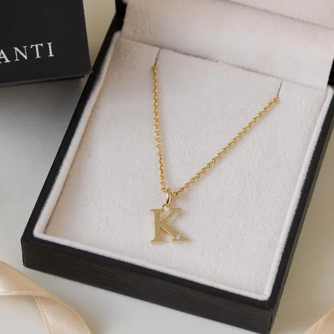 buchstab k Diamant Anhänger in 9 karat Gold 0,01 ct