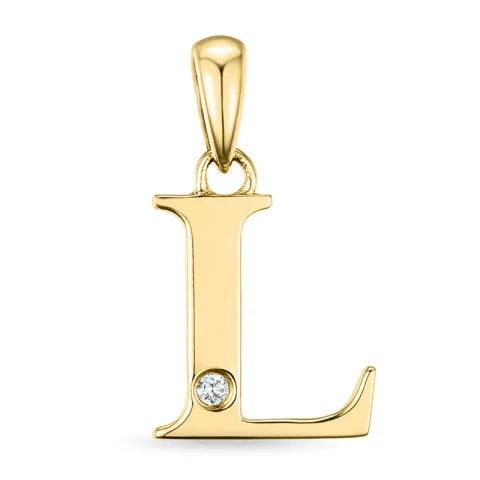 buchstab l Diamant Anhänger in 9 karat Gold 0,01 ct