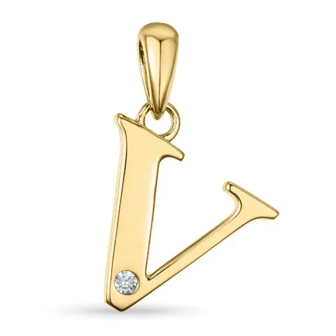 buchstab v Diamant Anhänger in 9 karat Gold 0,01 ct