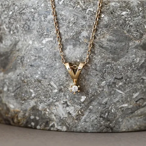 0,05 ct lab grown Diamant Anhänger in 9 karat Gold 0,05 ct