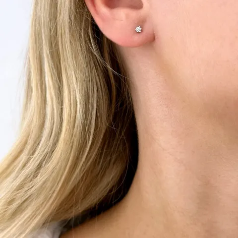 2 x 0,10 ct lab grown Diamant Solitärohrstecker in 14 Karat Weißgold mit lab grown Diamant 
