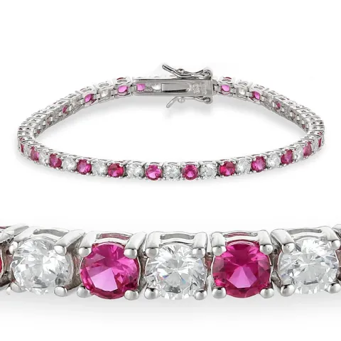 Kollektionsmuster pink Zirkon Tennisarmband aus Silber  x 3,1 mm