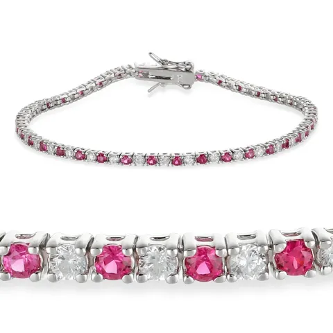 Kollektionsmuster pink Zirkon Tennisarmband aus Silber  x 2,6 mm