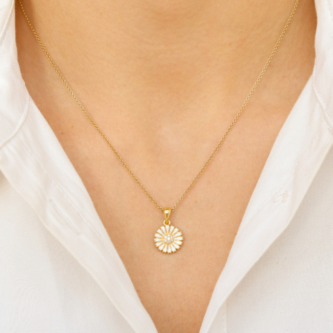 Marguerite Zirkon Anhänger aus vergoldetem Sterlingsilber - Marie