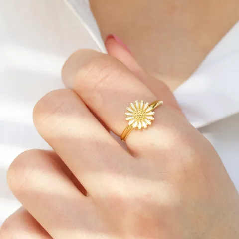 10 mm Marguerite Ring aus vergoldetem Sterlingsilber