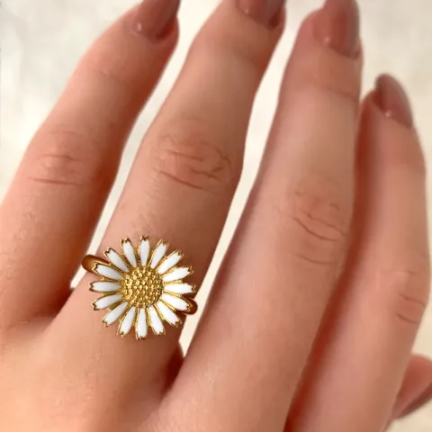 14 mm Marguerite Ring aus vergoldetem Sterlingsilber