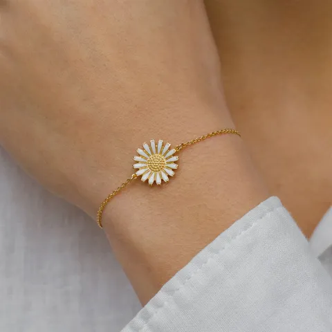 15 mm Marguerite Armband aus vergoldetem Sterlingsilber