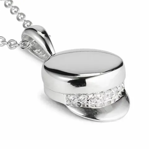 Kollektionsmuster Zirkon Ankerhalskette aus Silber und Studentenmützen-Anhänger aus Silber