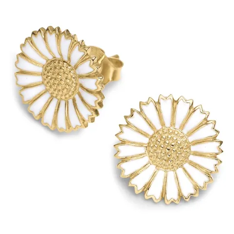 15 mm Marguerite Ohrstecker in vergoldetem Sterlingsilber - Marie