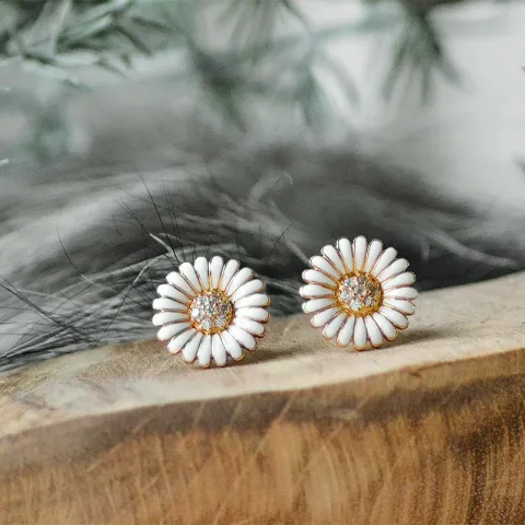 14,5 mm Marguerite Ohrringe in vergoldetem Silber