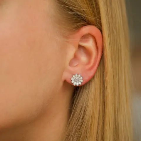 10 mm marguerite ohrstecker in rhodiniertem silber