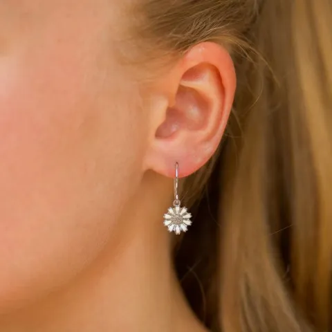 10 mm marguerite ohrringe in rhodiniertem silber