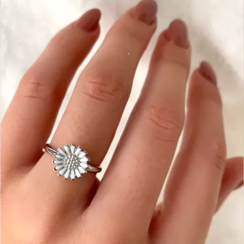 10 mm Marguerite Ring aus rhodiniertem Silber