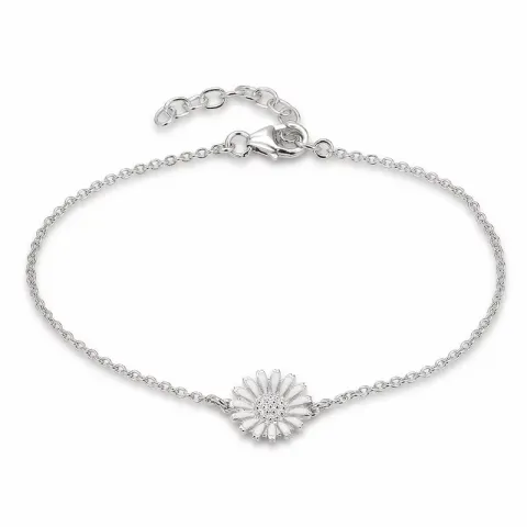 10 mm Ankerarmband aus rhodiniertem Silber und Marguerite Anhänger aus rhodiniertem Silber