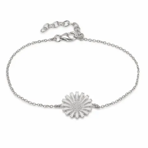 15 mm Ankerarmband aus rhodiniertem Silber und Marguerite Anhänger aus rhodiniertem Silber