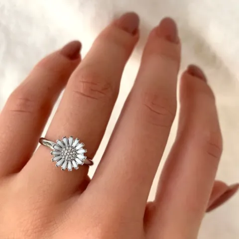 10 mm Marguerite Ring aus rhodiniertem Silber