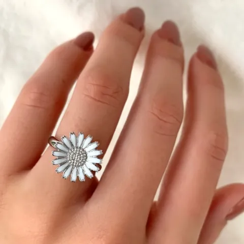 15 mm Marguerite Ring aus rhodiniertem Silber