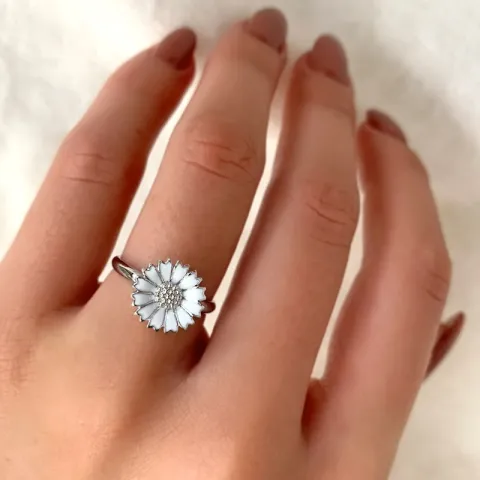 12 mm Marguerite Ring aus rhodiniertem Silber