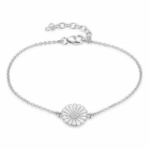 12 mm Marguerite Ankerarmband aus rhodiniertem Silber und Anhänger aus rhodiniertem Silber