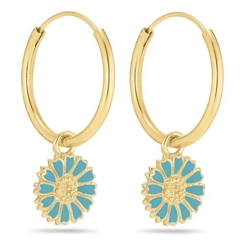 18 mm Marguerite blauem Kreole in vergoldetem Silber - Marie