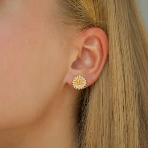 12 mm Marguerite blauem Ohrstecker in vergoldetem Silber - Marie