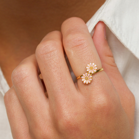 Marguerite rosa Ring aus vergoldetem Sterlingsilber - Maggie