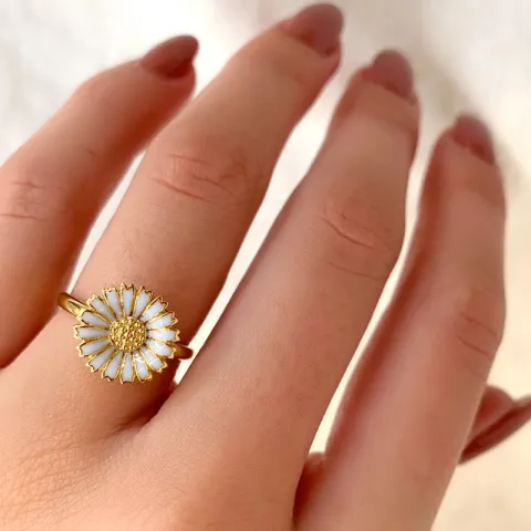 12 mm Marguerite blauem Ring aus vergoldetem Sterlingsilber