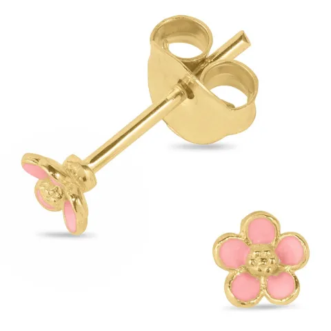 kleinen Marguerite pink Ohrstecker in vergoldetem Silber - Majse