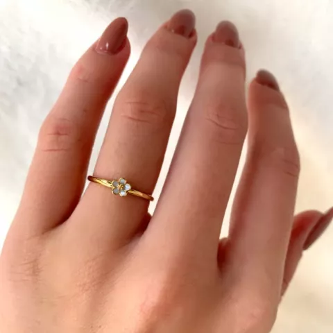 Einfacher Marguerite blauem Ring aus vergoldetem Sterlingsilber
