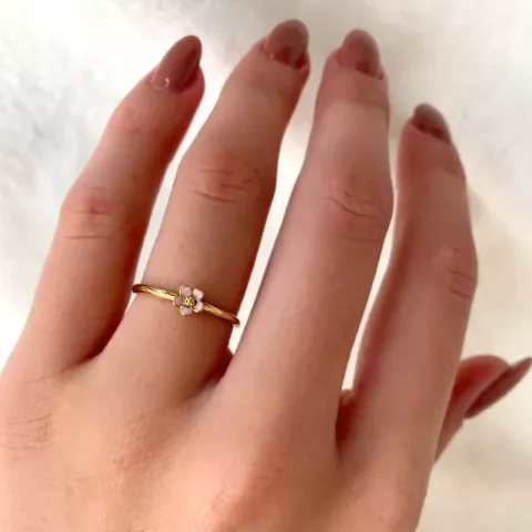 5 mm Marguerite rosa Ring aus vergoldetem Sterlingsilber