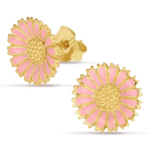 11 - 12 MM Marguerite pink Ohrstecker in vergoldetem Silber - Marie