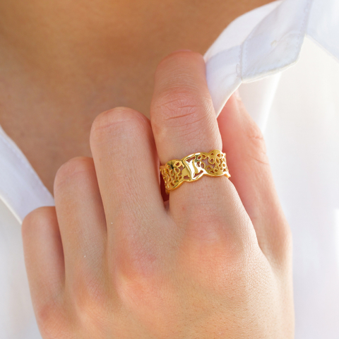 Blumen Ring aus vergoldetem Sterlingsilber