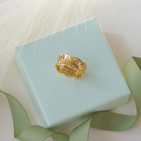 Blumen Ring aus vergoldetem Sterlingsilber