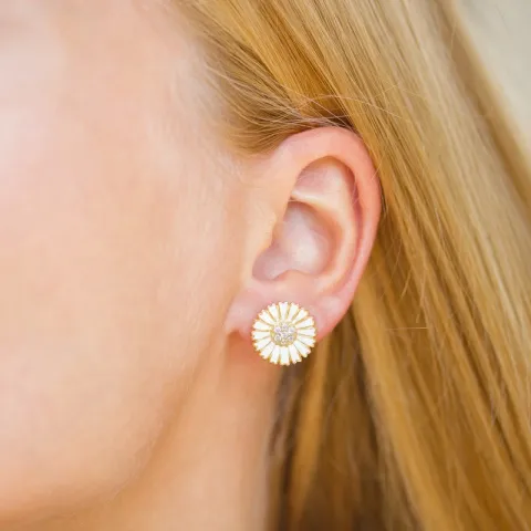 14 mm Marguerite Zirkon Ohrstecker in vergoldetem Sterlingsilber - Marie