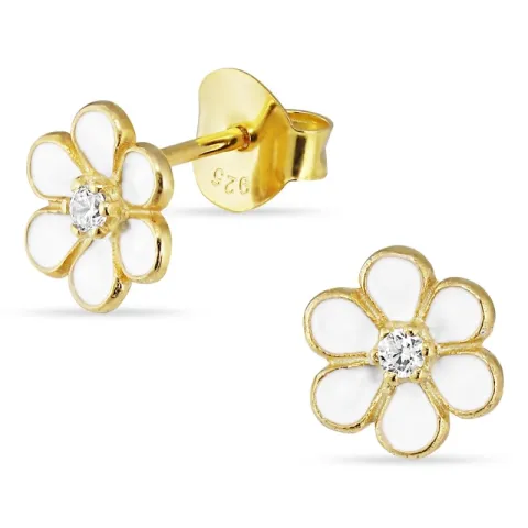 8 mm Marguerite Zirkon Ohrstecker in vergoldetem Sterlingsilber - Majse