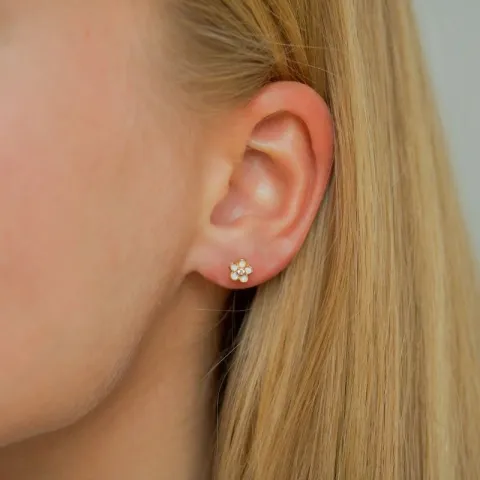 5,5-6 mm Marguerite Zirkon Ohrstecker in vergoldetem Sterlingsilber - Majse