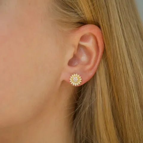 10 mm Marguerite Zirkon Ohrstecker in vergoldetem Sterlingsilber - Marie