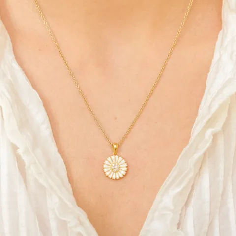14 mm Marguerite Zirkon Anhänger aus vergoldetem Sterlingsilber - Marie