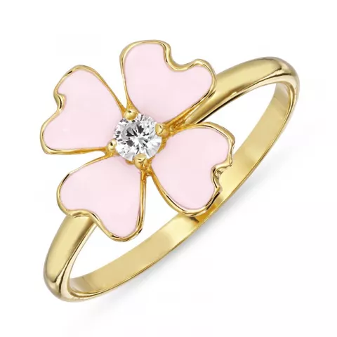 Blumen rosa Zirkon Ring aus vergoldetem Sterlingsilber