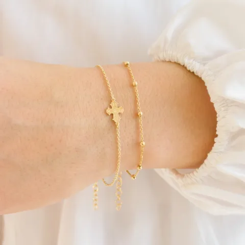 10 x 8,5 mm Dagmarkreuz Armband aus vergoldetem Sterlingsilber - Amoré